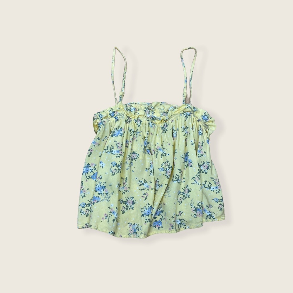 3/$30 Garage Buttercup Yellow Crop Floral Cami S - Picture 1 of 6